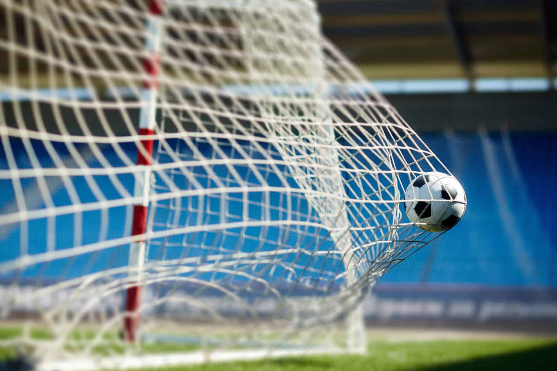 Soccer goal on a football pitch